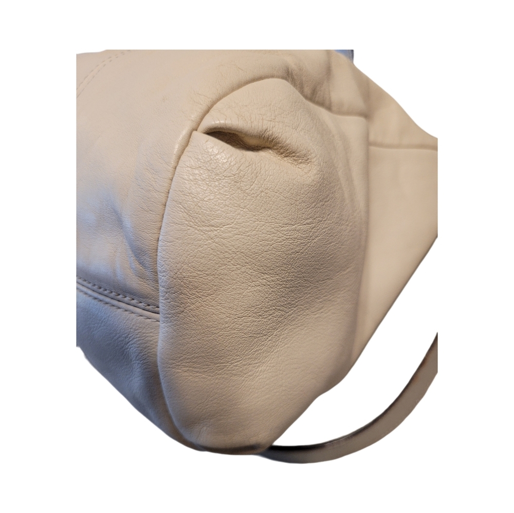 COACH ASHLEY IVORY & SILVER LEATHER CONVERTIBLE SATCHEL TOTE BAG F20104 GUC - Picture 9 of 16